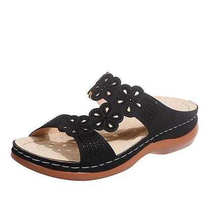 Arizona Leather Soft Footbed Orthopedic Arch-Support Women's Flower Hollow Out Sandals