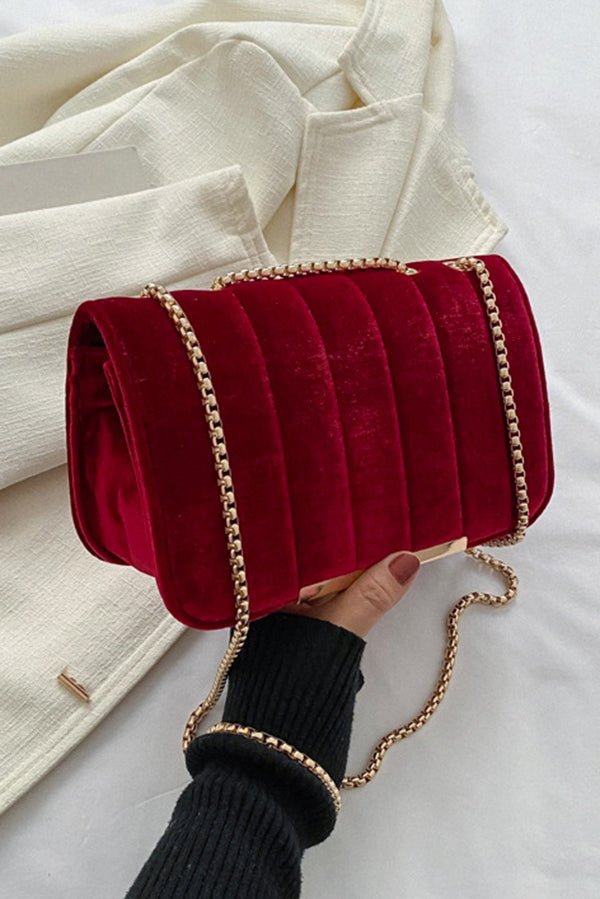 Fashionable Velvet Stylish Chain Simple Crossbody Bag