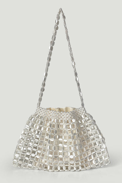 Fashion Handmade Flat Beaded Beaded Woven Handbag Bag