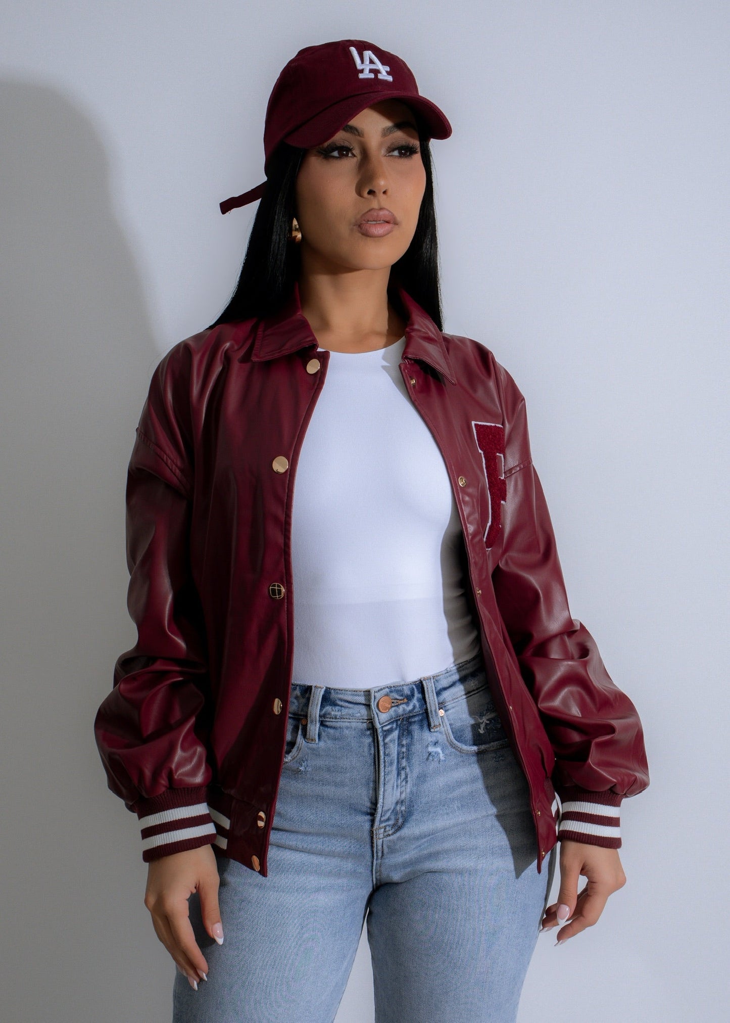 Campus Crush Faux Leather Jacket Red