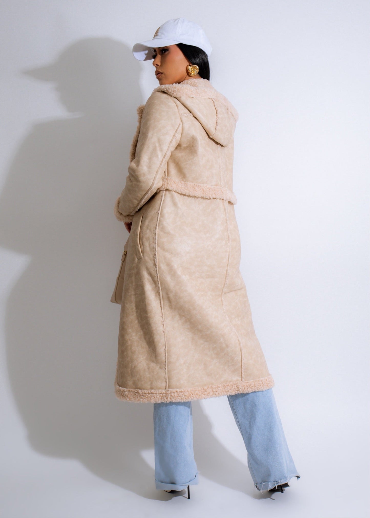 Mountain Lodge Faux Leather Coat Nude