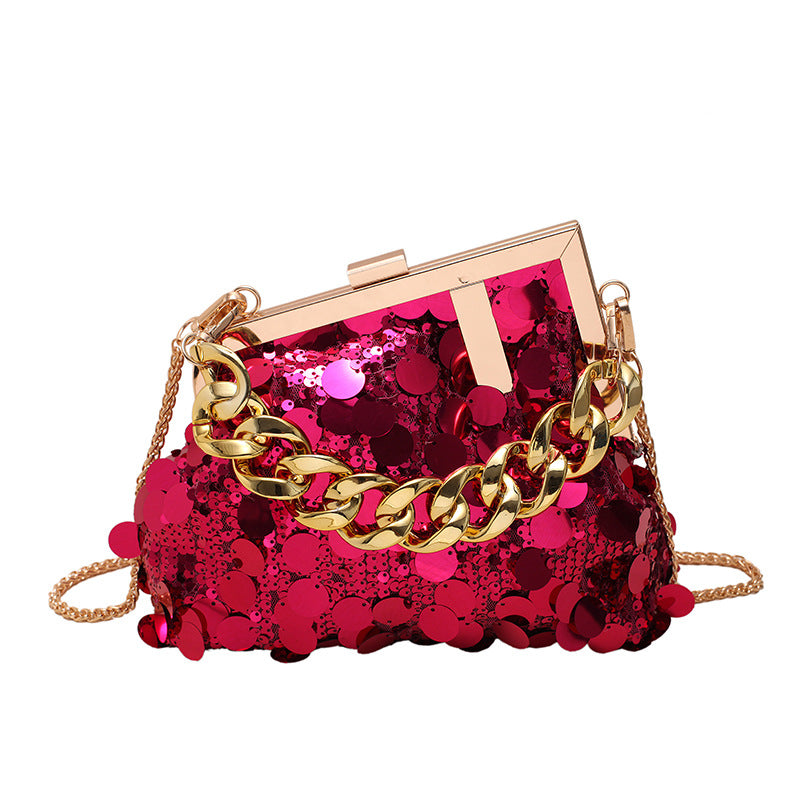 Sequin Chain Shoulder Crossbody Evening Bag