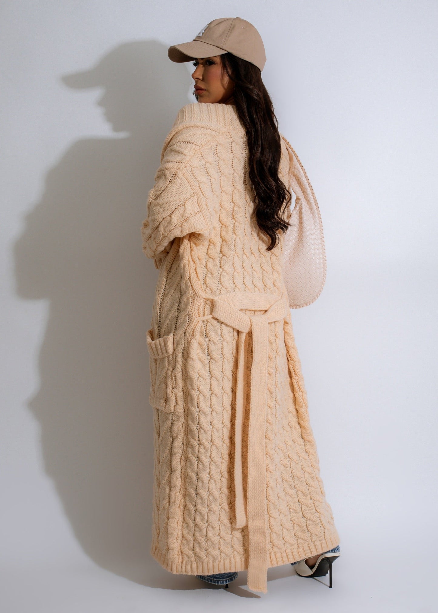 Shadowfall Knit Duster Coat Nude