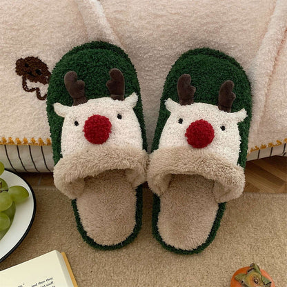 Women's Christmas Elk Home Indoor Plush Shoes