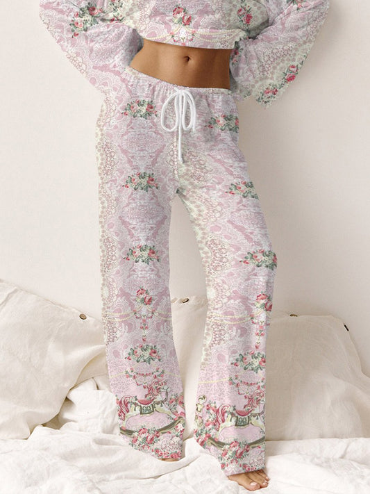 Women's Rose Print  Pants