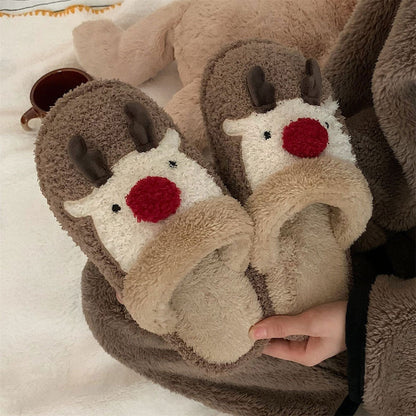 Women's Christmas Elk Home Indoor Plush Shoes