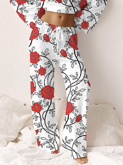 Women's Cotton Bohemian Rose Printed Lounge Pants