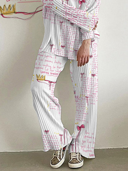 Women's Pink Bow Cotton Pajama Pants