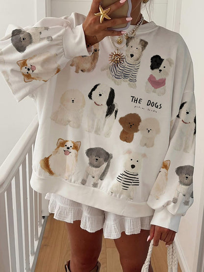 Women's Puppy Print Sweatshirt